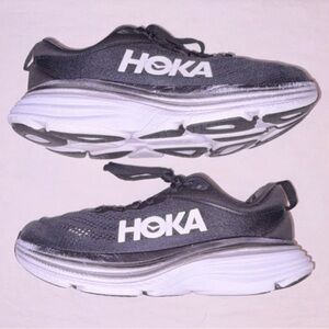 Hoka One One Bondi 8 Women's Mesh Cushioned Black White Lace Up 1127952-BWHT